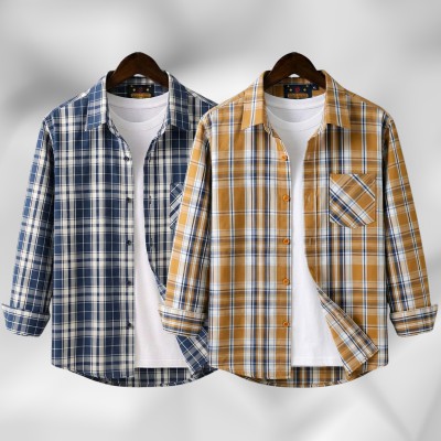2 Pc Combo Men's Full Sleeve Grameen Check Shirt