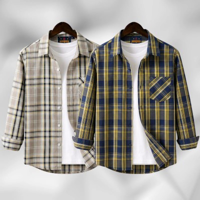 2 Pc Combo Men's Full Sleeve Grameen Check Shirt