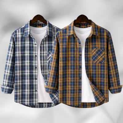 2 Pc Combo Men's Full Sleeve Grameen Check Shirt