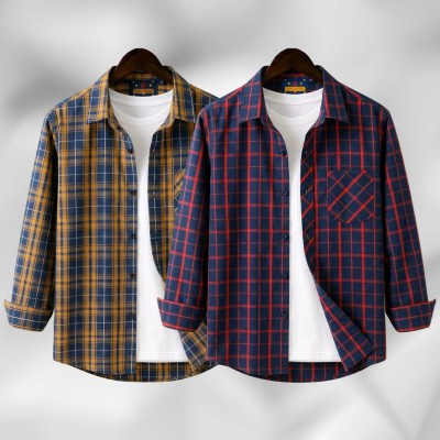 2 Pc Combo Men's Full Sleeve Grameen Check Shirt