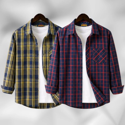 2 Pc Combo Men's Full Sleeve Grameen Check Shirt