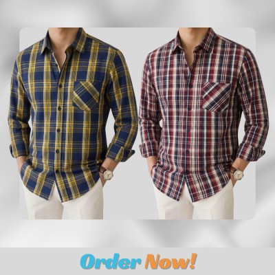 2 Pc Combo Men's Full Sleeve Cotton Check Shirt