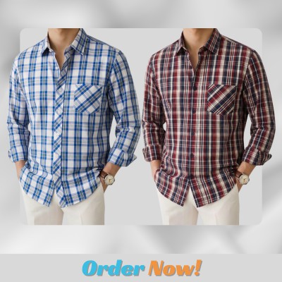2 Pc Combo Men's Full Sleeve Cotton Check Shirt