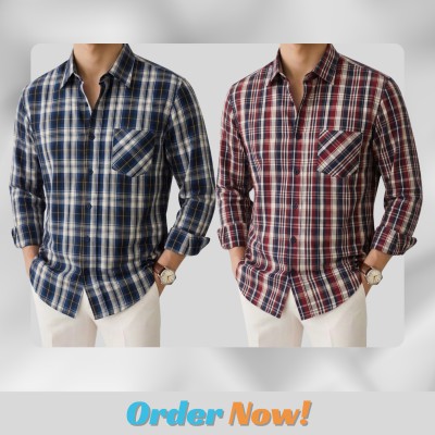 2 Pc Combo Men's Full Sleeve Cotton Check Shirt