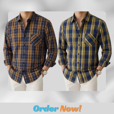 2 Pc Combo Men's Full Sleeve Cotton Check Shirt