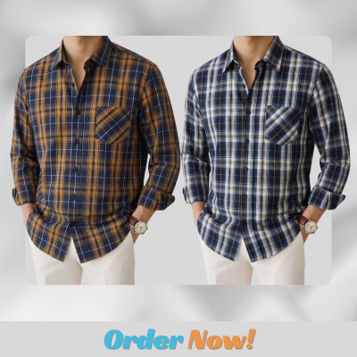 2 Pc Combo Men's Full Sleeve Cotton Check Shirt