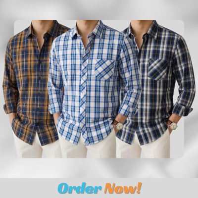 3 Pc Combo Men's Full Sleeve Cotton Check Shirt