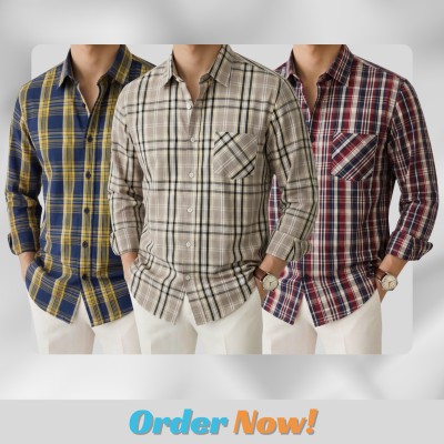3 Pc Combo Men's Full Sleeve Cotton Check Shirt