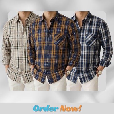 3 Pc Combo Men's Full Sleeve Cotton Check Shirt