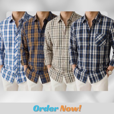 4 Pc Combo Men's Full Sleeve Cotton Check Shirt