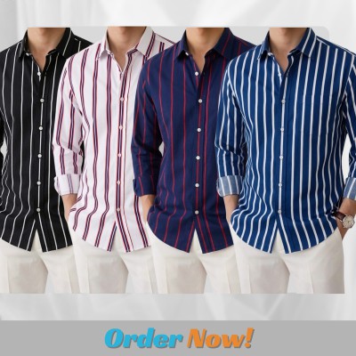 4 Pc Combo Men's Full Sleeve striped Shirt
