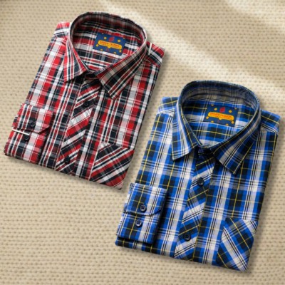 2 Pc Combo Men's Premium Full Sleeve Check Shirt