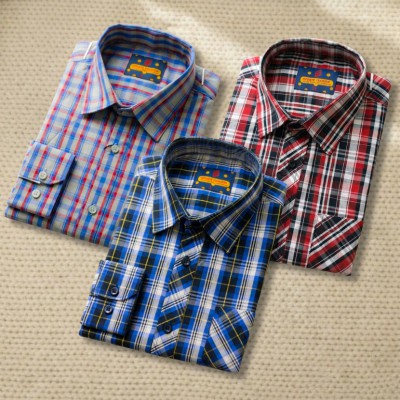 3 Pc Combo Men's Premium Full Sleeve Check Shirt