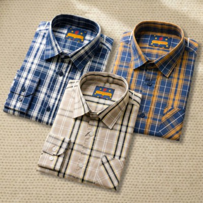3 Pc Combo Men's Premium Full Sleeve Check Shirt