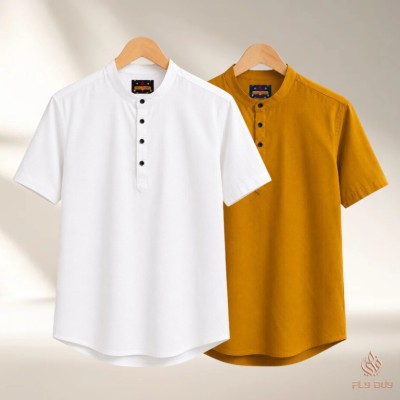 2 Pcs Combo Men's Half Sleeve OXF Katua-White+Kathal