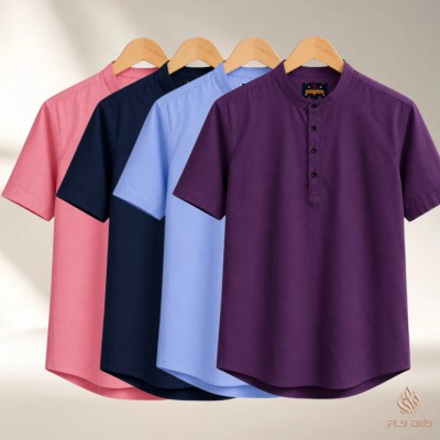 4 Pcs Combo Men's Half Sleeve OXF Katua-Misty+Navy+Sky+Purple