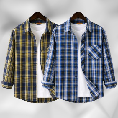 2 Pc Combo Men's Full Sleeve Grameen Check Shirt