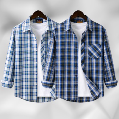 2 Pc Combo Men's Full Sleeve Grameen Check Shirt