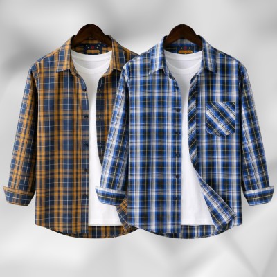 2 Pc Combo Men's Full Sleeve Grameen Check Shirt