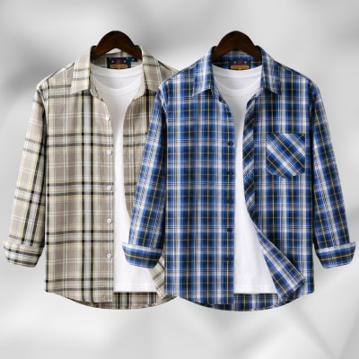 2 Pc Combo Men's Full Sleeve Grameen Check Shirt