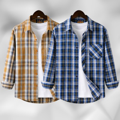 2 Pc Combo Men's Full Sleeve Grameen Check Shirt