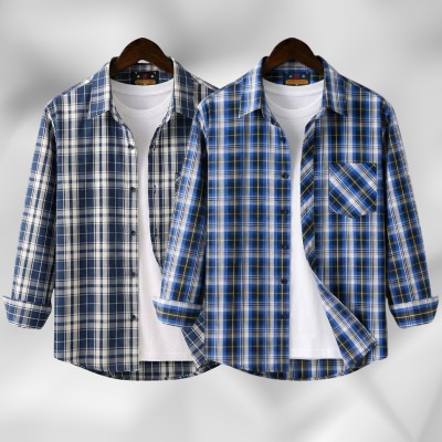 2 Pc Combo Men's Full Sleeve Grameen Check Shirt
