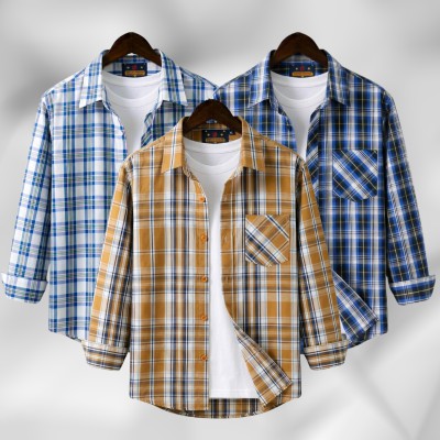 3 Pc Combo Men's Full Sleeve Grameen Check Shirt