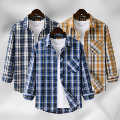 3 Pc Combo Men's Full Sleeve Grameen Check Shirt