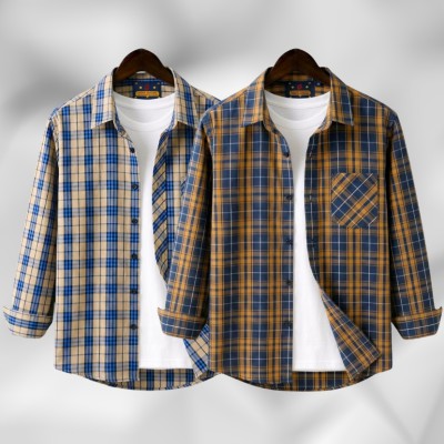 2 Pc Combo Men's Full Sleeve Grameen Check Shirt