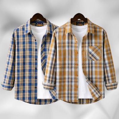 2 Pc Combo Men's Full Sleeve Grameen Check Shirt