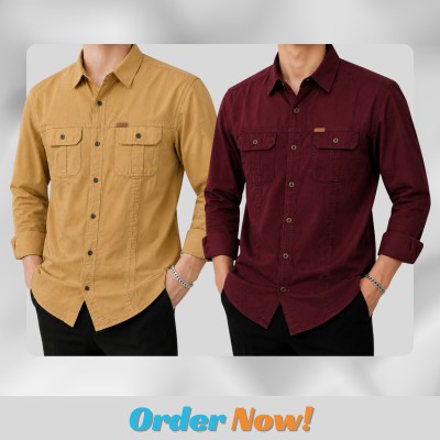 2 Pc Full Sleeves Two Pocket Panel Shirt