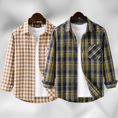 2 Pc Combo Men's Full Sleeve Grameen Check Shirt