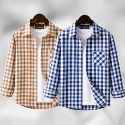 2 Pc Combo Men's Full Sleeve Grameen Check Shirt