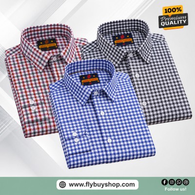 3 Pc Combo Full Sleeve Premium Grameen Check Shirt