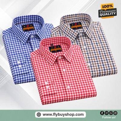 3 Pc Combo Full Sleeve Premium Grameen Check Shirt