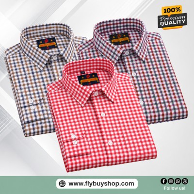 3 Pc Combo Full Sleeve Premium Grameen Check Shirt