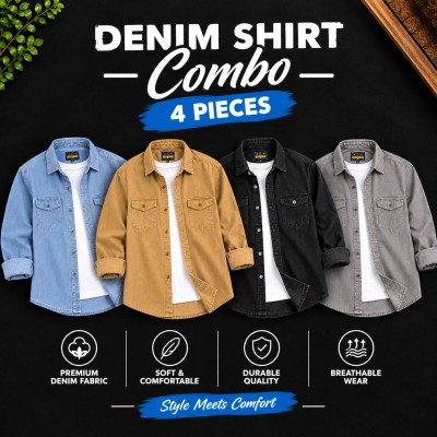 Men's Premium Double Pocket Acid Wash Denim Shirt